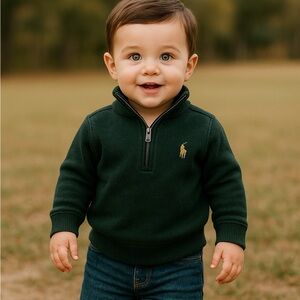 NWT Ralph Lauren Deep Green Quarter-Zip Pullover Size 18mo $25